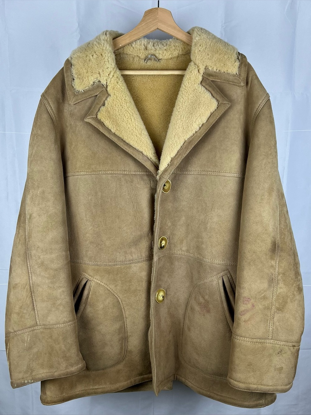 Vintage Knight Tailors LTD Leather and wool jacket size 44 Mens Shearling Coat